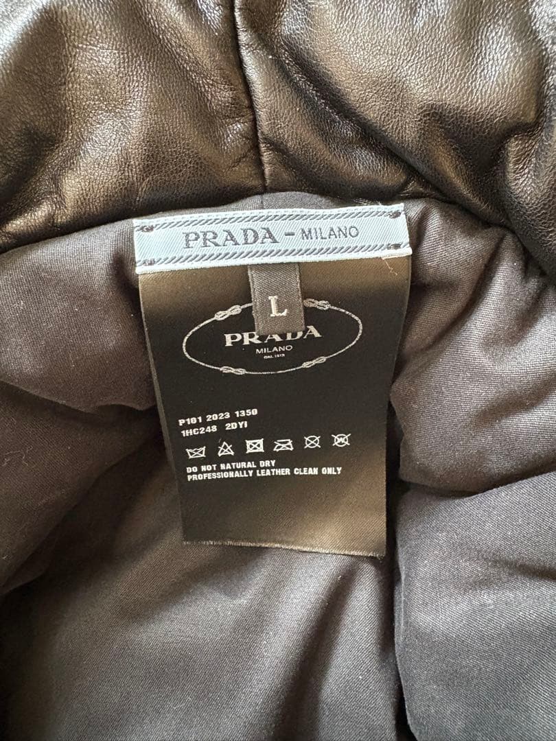 美品☆【PRADA】レザー バケット ハット L