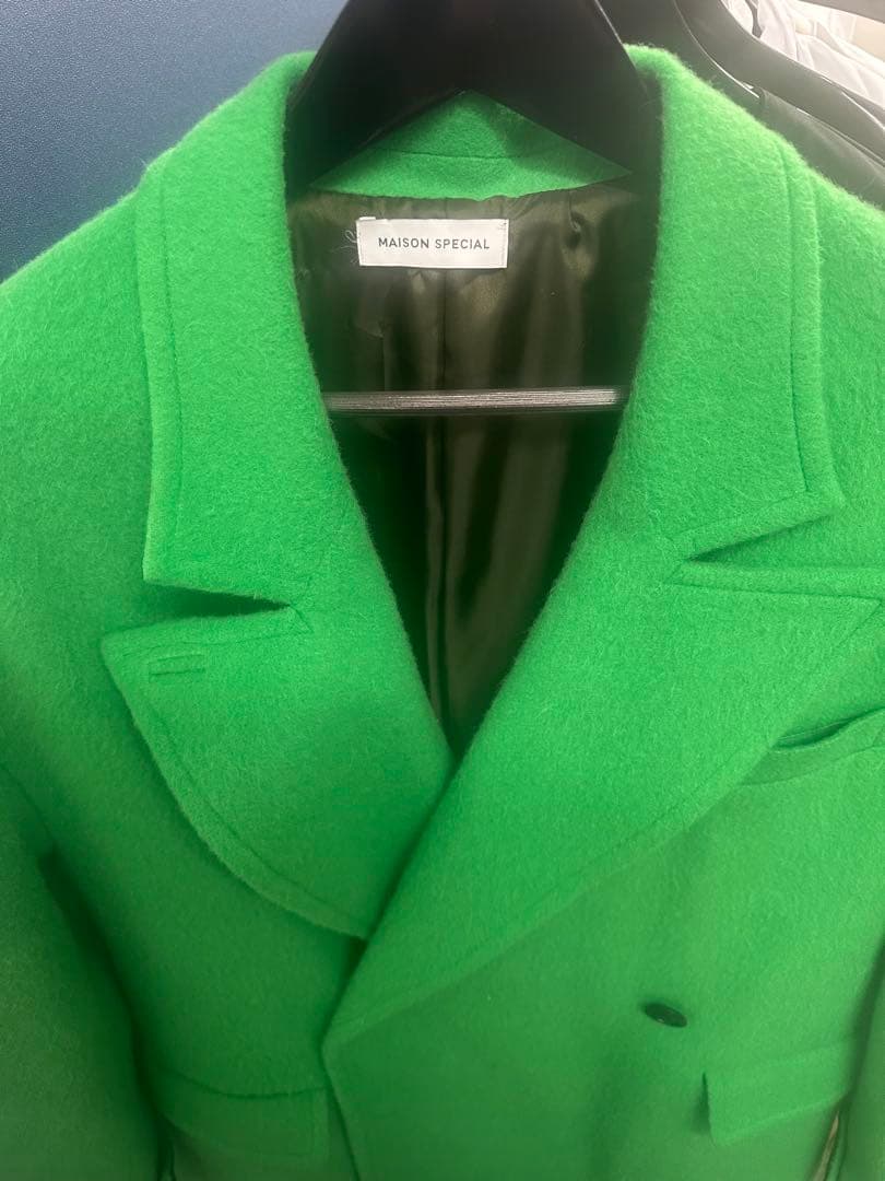 Maison Specialグリーン ダブルブレスト チェスターコート