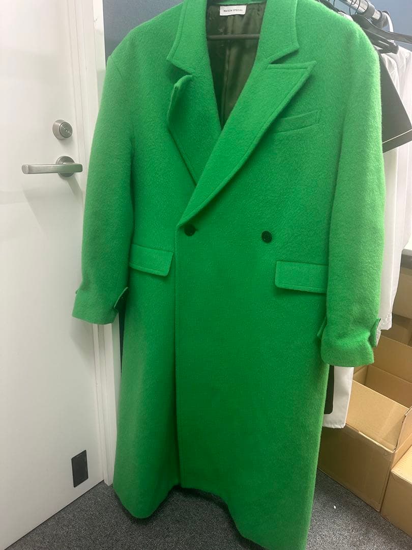 Maison Specialグリーン ダブルブレスト チェスターコート