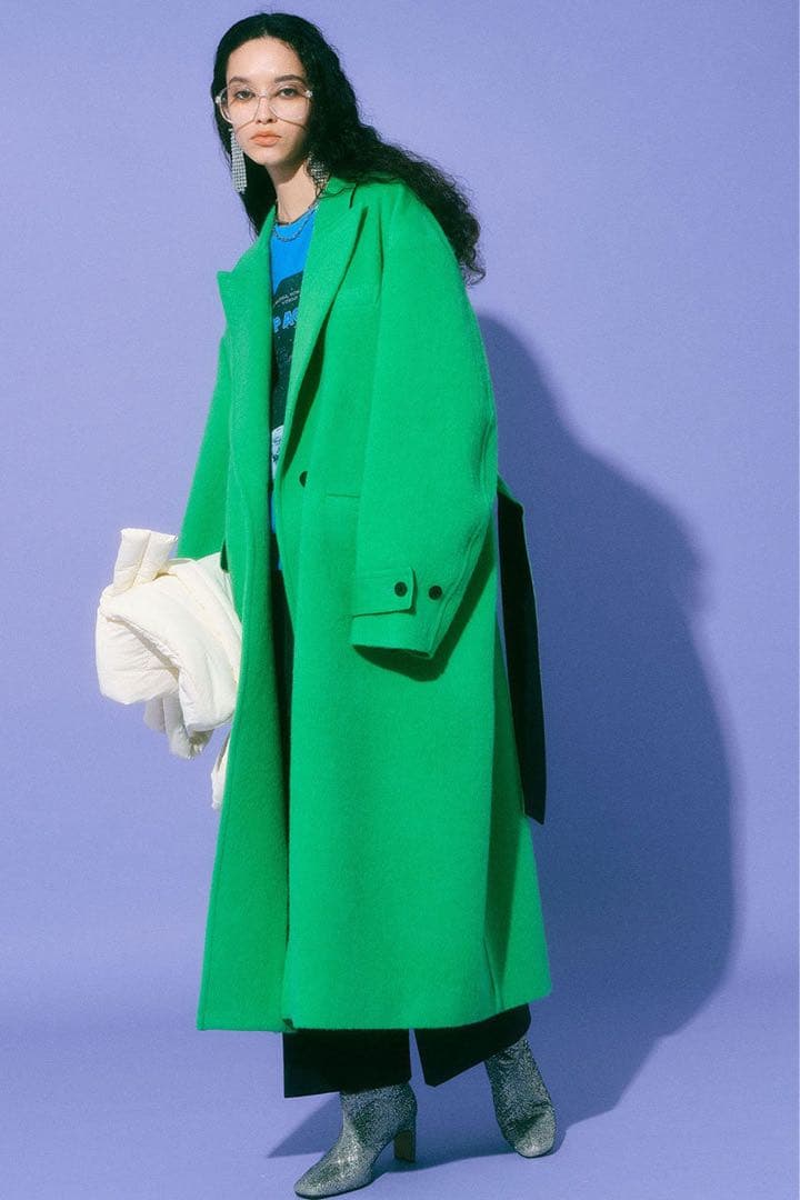 Maison Specialグリーン ダブルブレスト チェスターコート