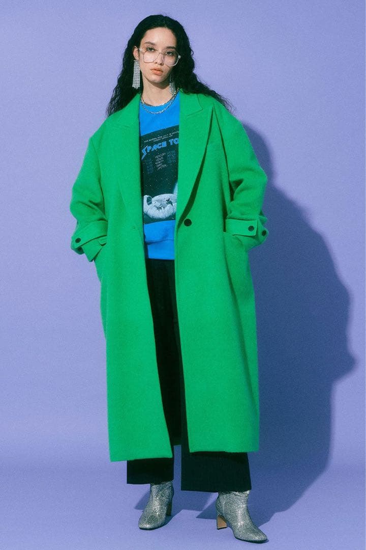 Maison Specialグリーン ダブルブレスト チェスターコート