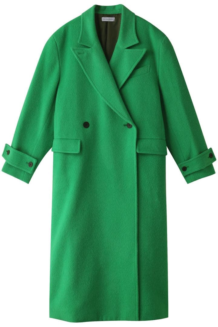 Maison Specialグリーン ダブルブレスト チェスターコート