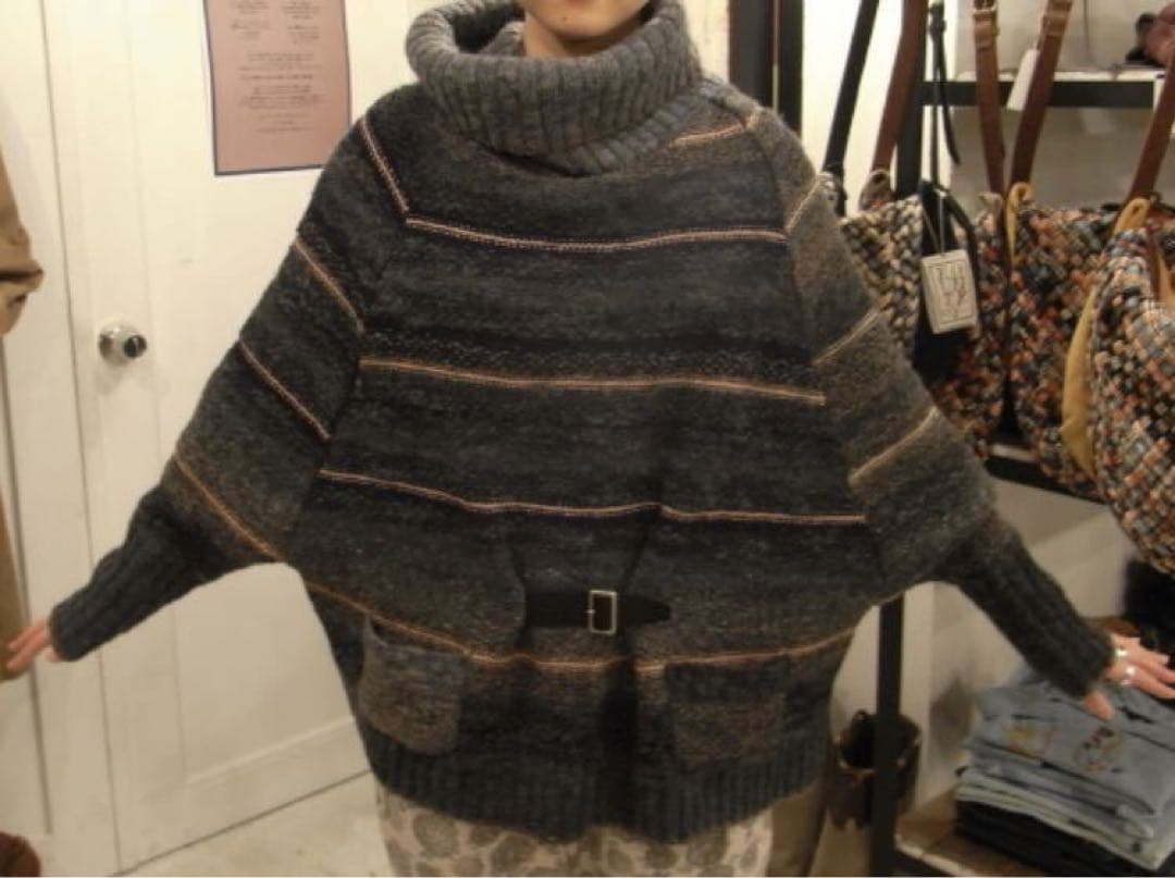 KAPITAL キャピタル バック クロス ライナー ニット ポンチョ