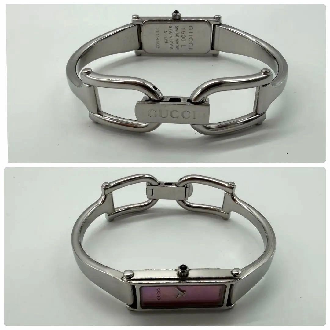 稼働/新品電池✨グッチ 1500L シェル文字盤 バングルウォッチ クォーツ