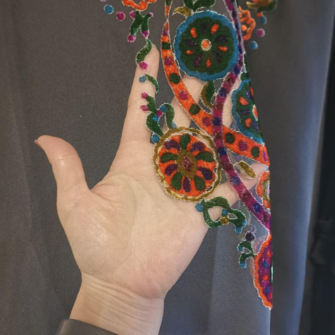 TOKUKO カラフルベルベット　7分袖チュニック