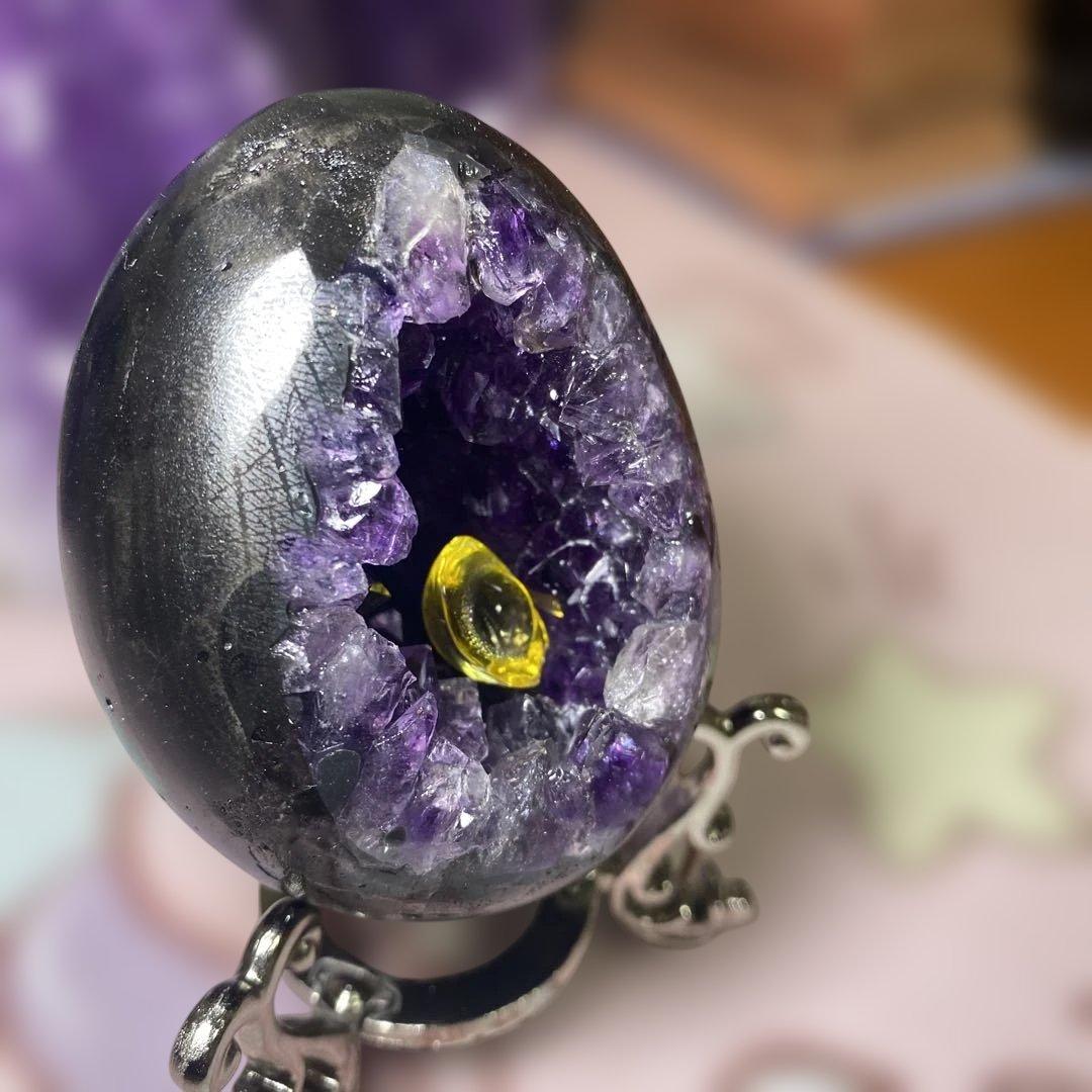 【極上 】ウルグアイ產アメジストクラスター原石手握逸品（恐竜の卵幸運水晶）