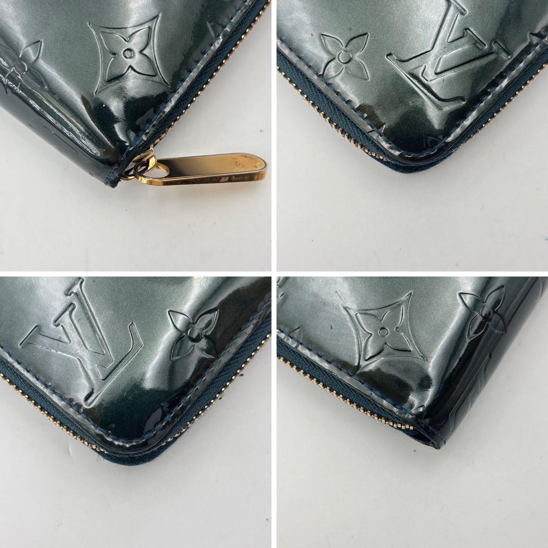ルイ・ヴィトン M93722 ヴェルニ ジッピーウォレット ブルーニュイ