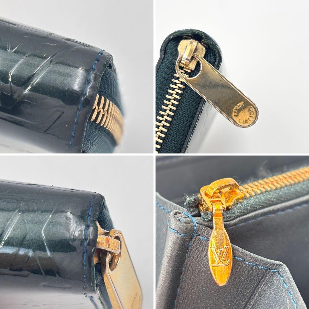 ルイ・ヴィトン M93722 ヴェルニ ジッピーウォレット ブルーニュイ