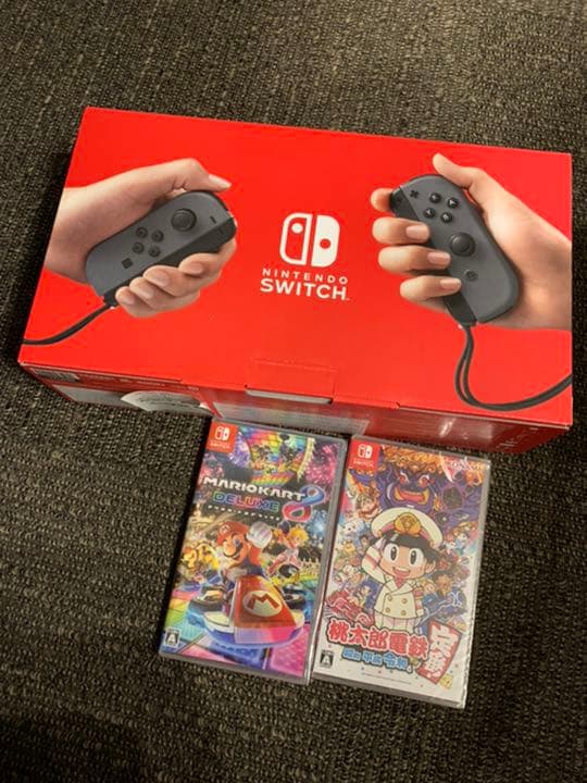 新品　Nintendo Switch グレー（桃鉄、マリオ付き）