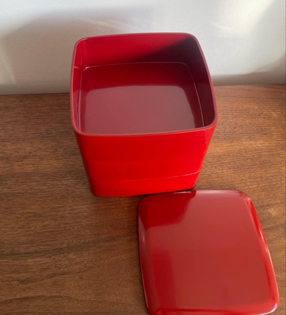 重箱　漆器　朱赤　三段重　木製漆器