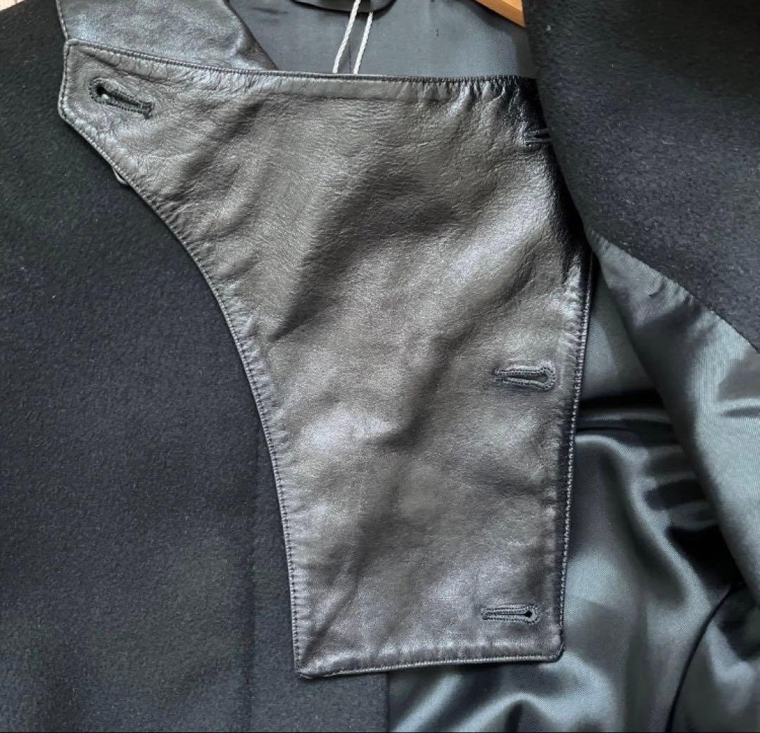 ヘルムートラング HELMUT LANG 本人期 チェスターコート レザー風襟