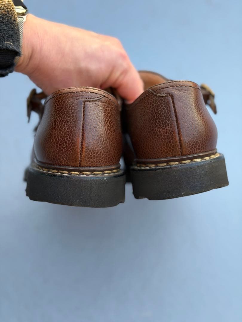 【未使用】 パラブーツ ウィリアム ダブルモンクシューズ UK8 ブラウン