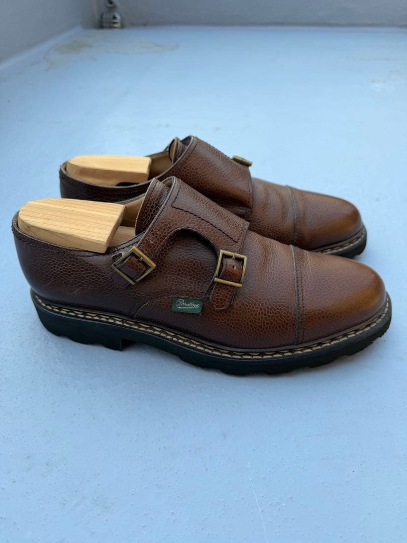 【未使用】 パラブーツ ウィリアム ダブルモンクシューズ UK8 ブラウン