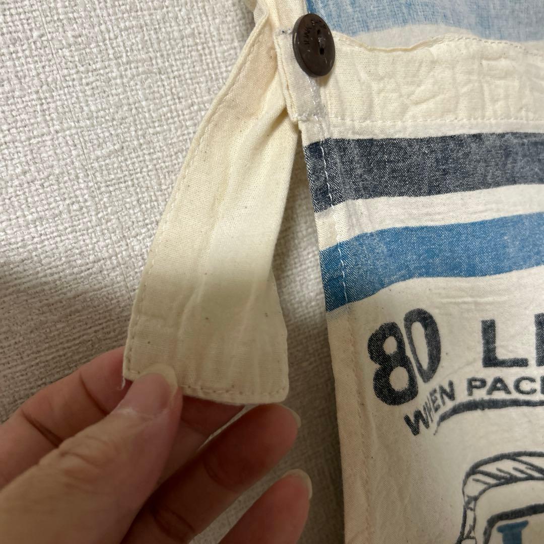 新品フィードサック風マリン柄サロペット