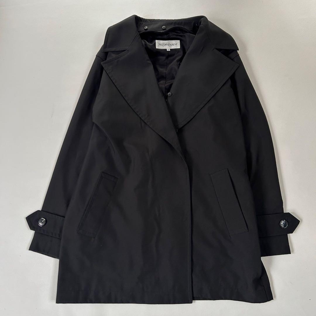 イヴサンローラン ヴィンテージ ライナー ファー襟付コート ブラック