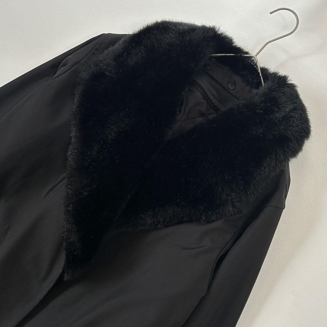 イヴサンローラン ヴィンテージ ライナー ファー襟付コート ブラック