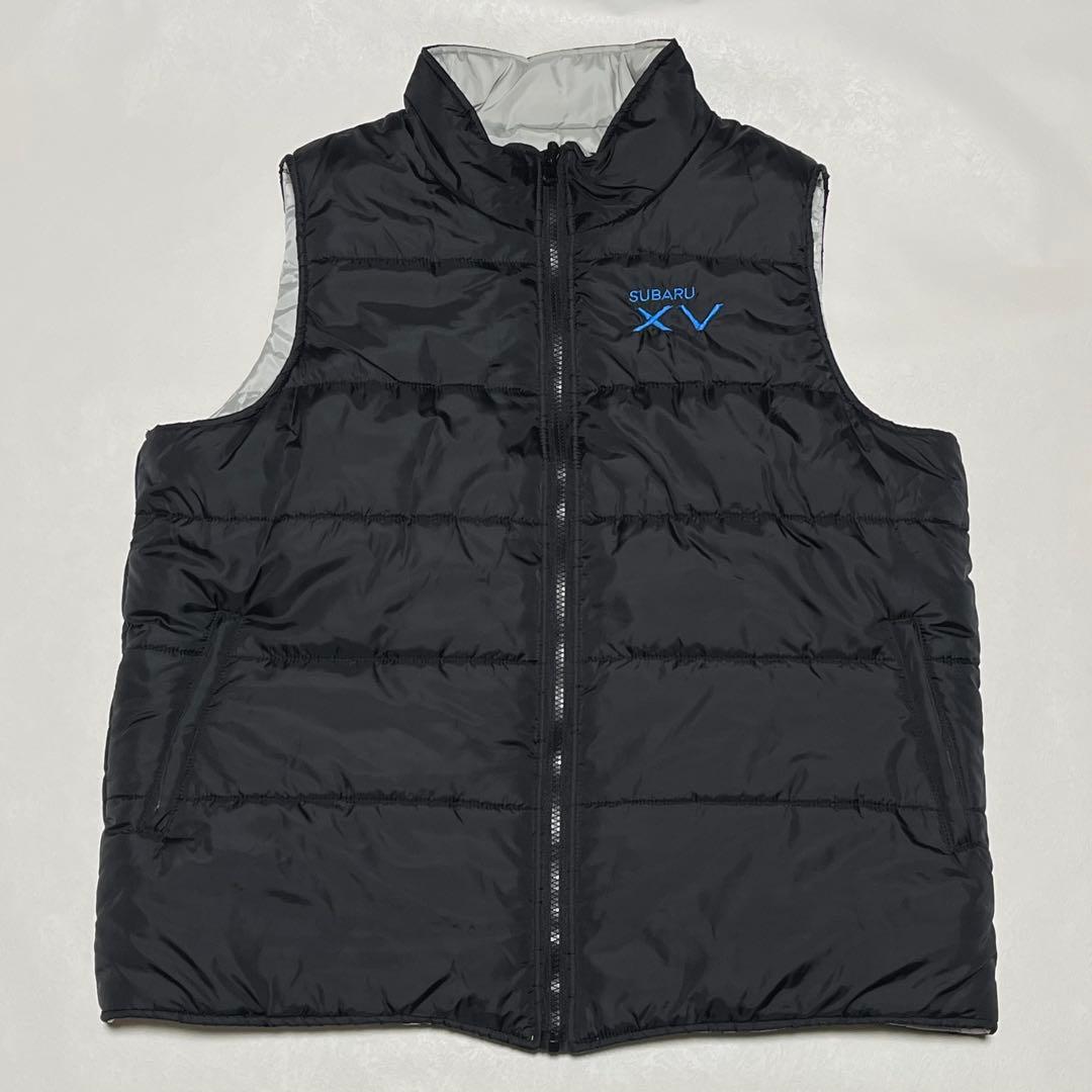 美品 SUBARU リバーシブル 中綿 ベスト 企業ロゴ ブラック スバル