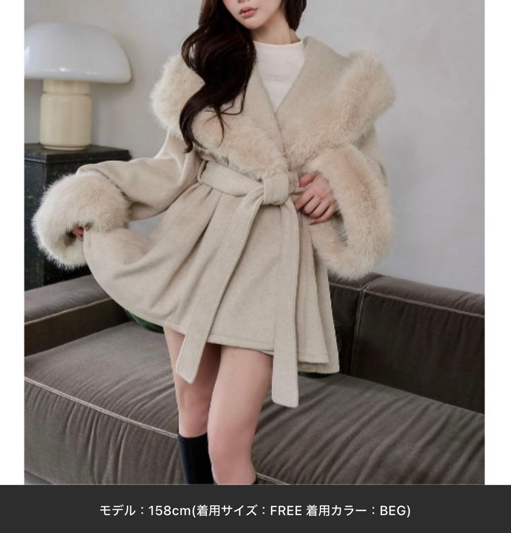 【新品ハンガー付】ダーリッチ ウエストベルトプリンセスラインコート BEG FL