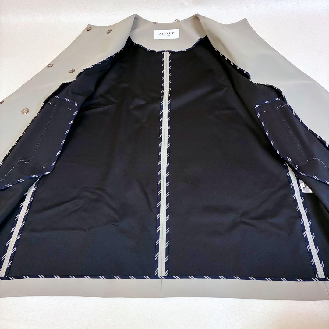 【極美品】ADORE アドーア ノーカラー ロングコート グレージュ