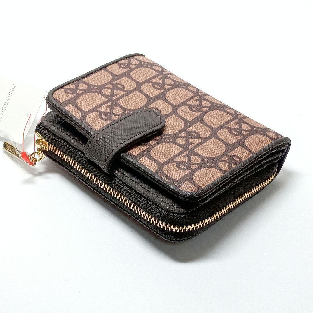 新品 ピンキーアンドダイアン 2つ折り財布 コンパクト財布 パドロック チョコ