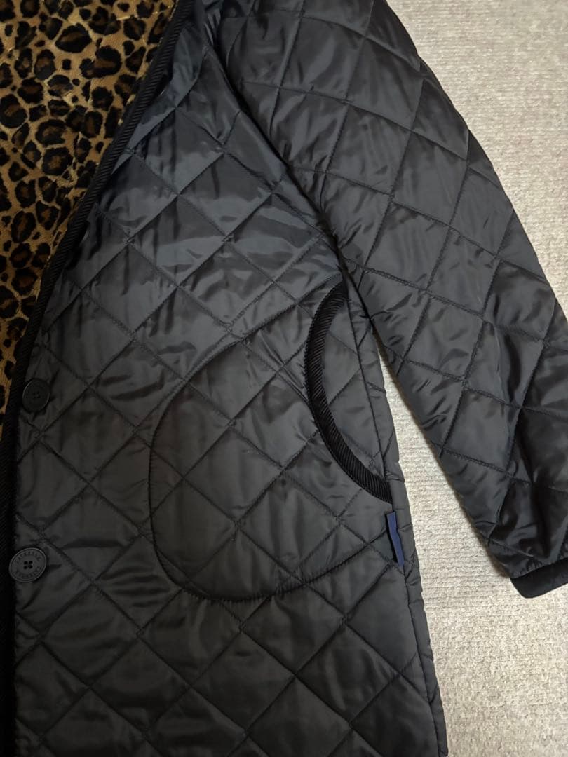 M*n様 LAVENHAM ロングコートフード付き　裏地レオパード柄　ブラック