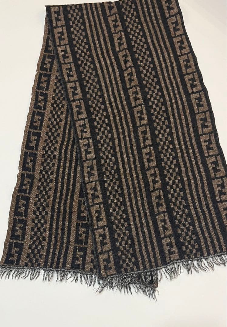 フェンディ☆マフラー ズッカ柄 長方形ストール ロゴ　総柄　ヴィンテージ　F F