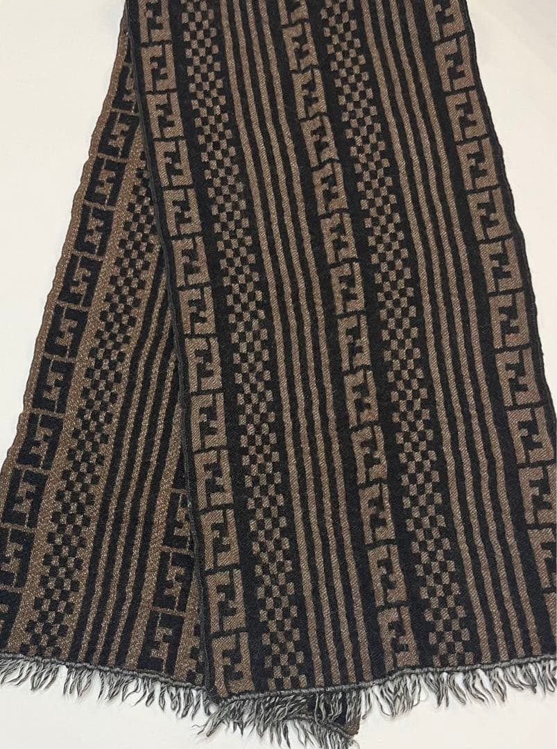 フェンディ☆マフラー ズッカ柄 長方形ストール ロゴ　総柄　ヴィンテージ　F F