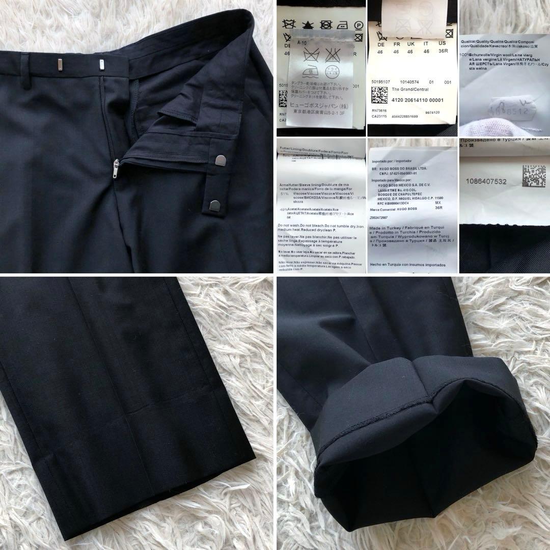 【極美品】ヒューゴボス　スーツ　上下　黒　ウール100% フォーマル　大谷翔平