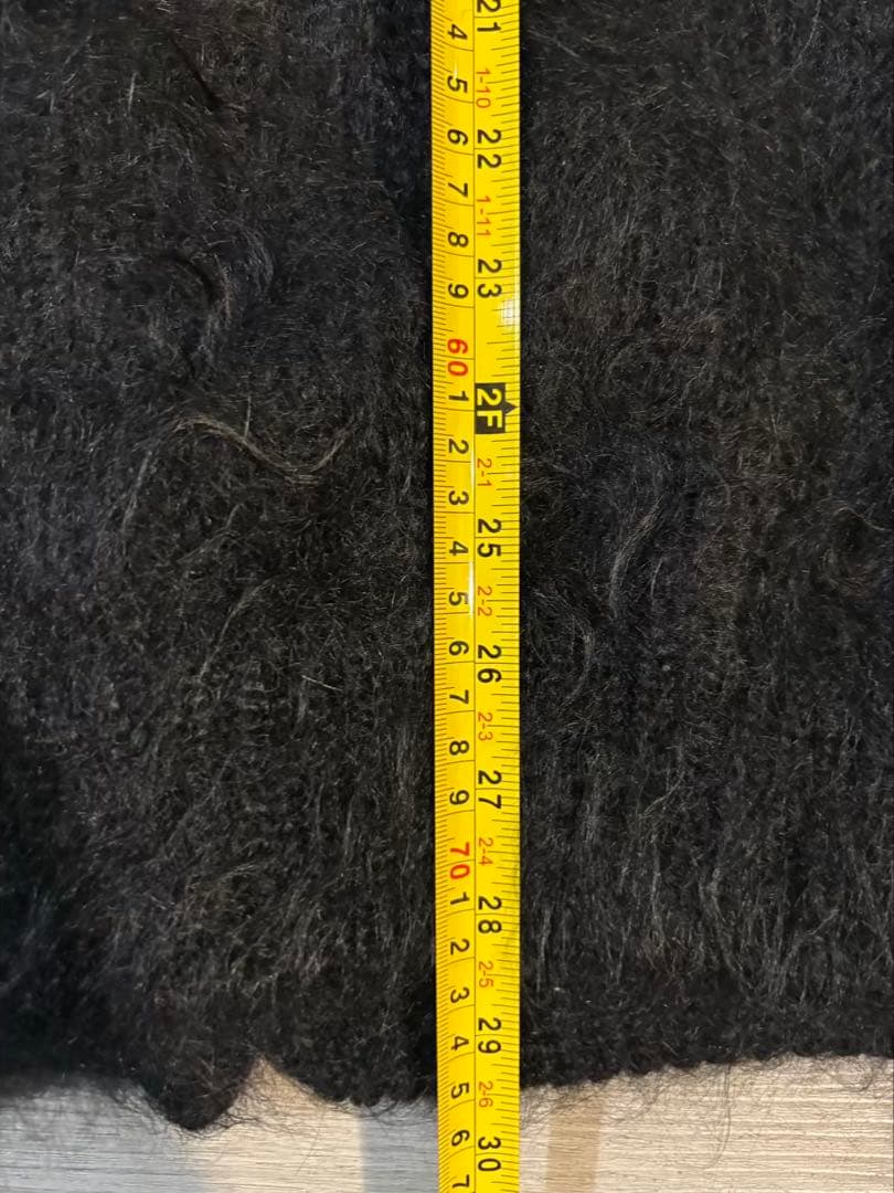 374 英国製 モヘアカーディガン ブラック 毛足長 85%モヘア 裏地付き M