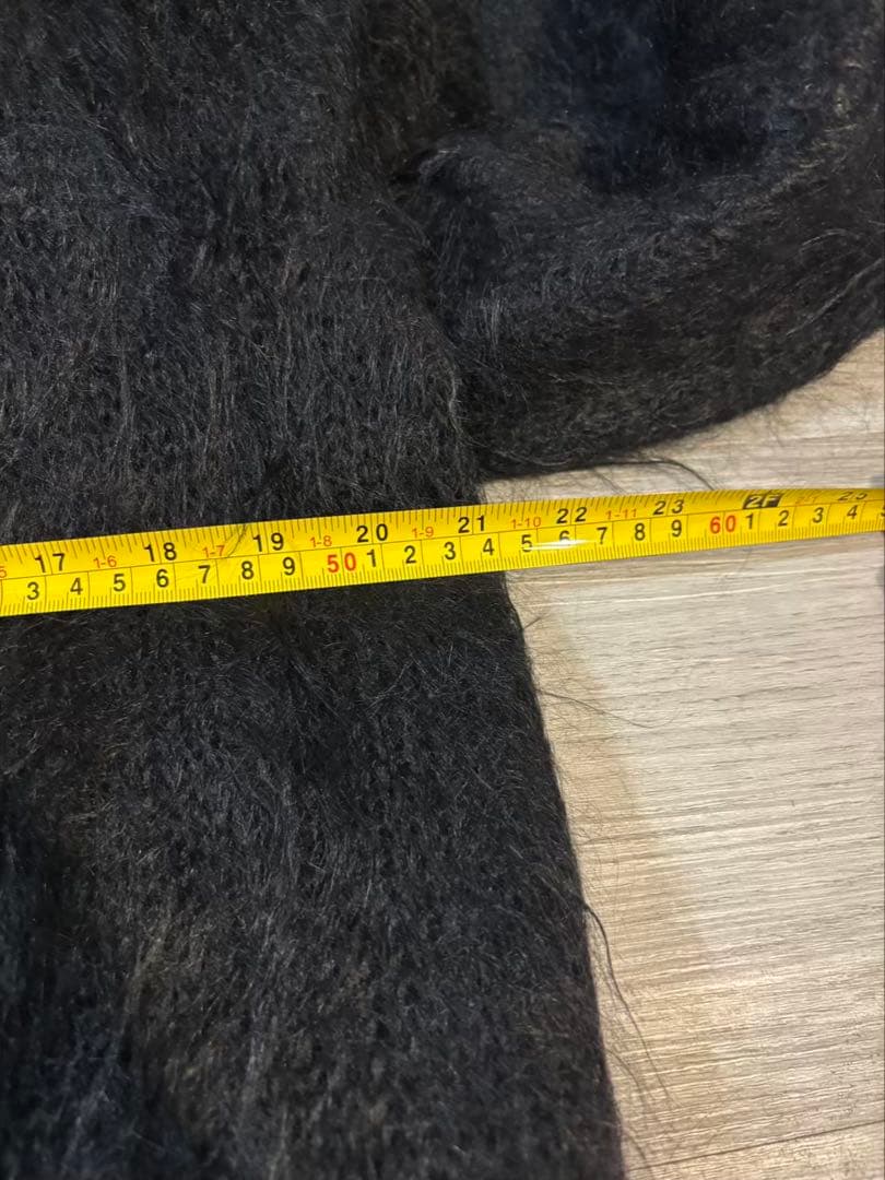 374 英国製 モヘアカーディガン ブラック 毛足長 85%モヘア 裏地付き M