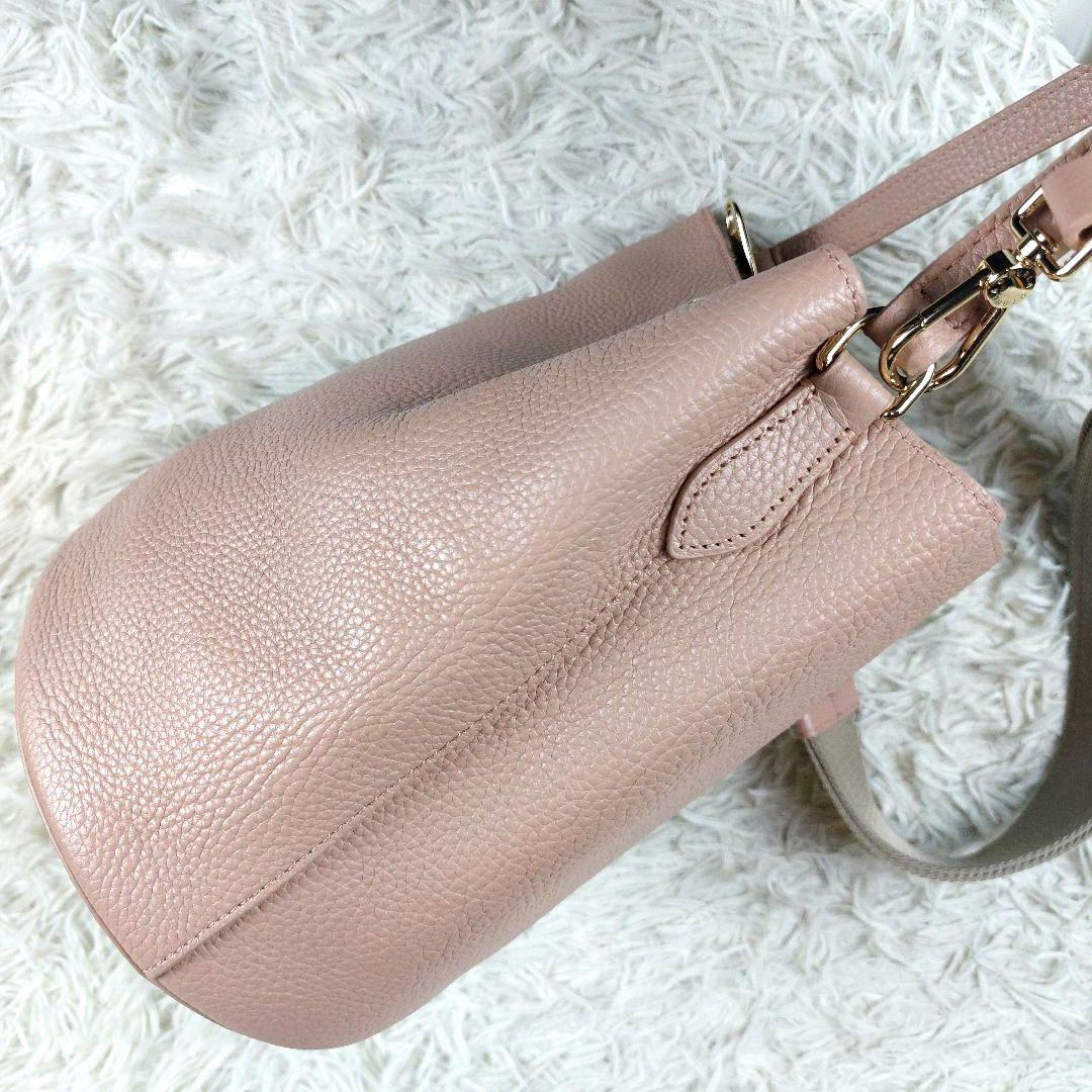 未使用級 FURLA ダナエ 現行ロゴ シボ革 2wayレザーショルダーバッグ