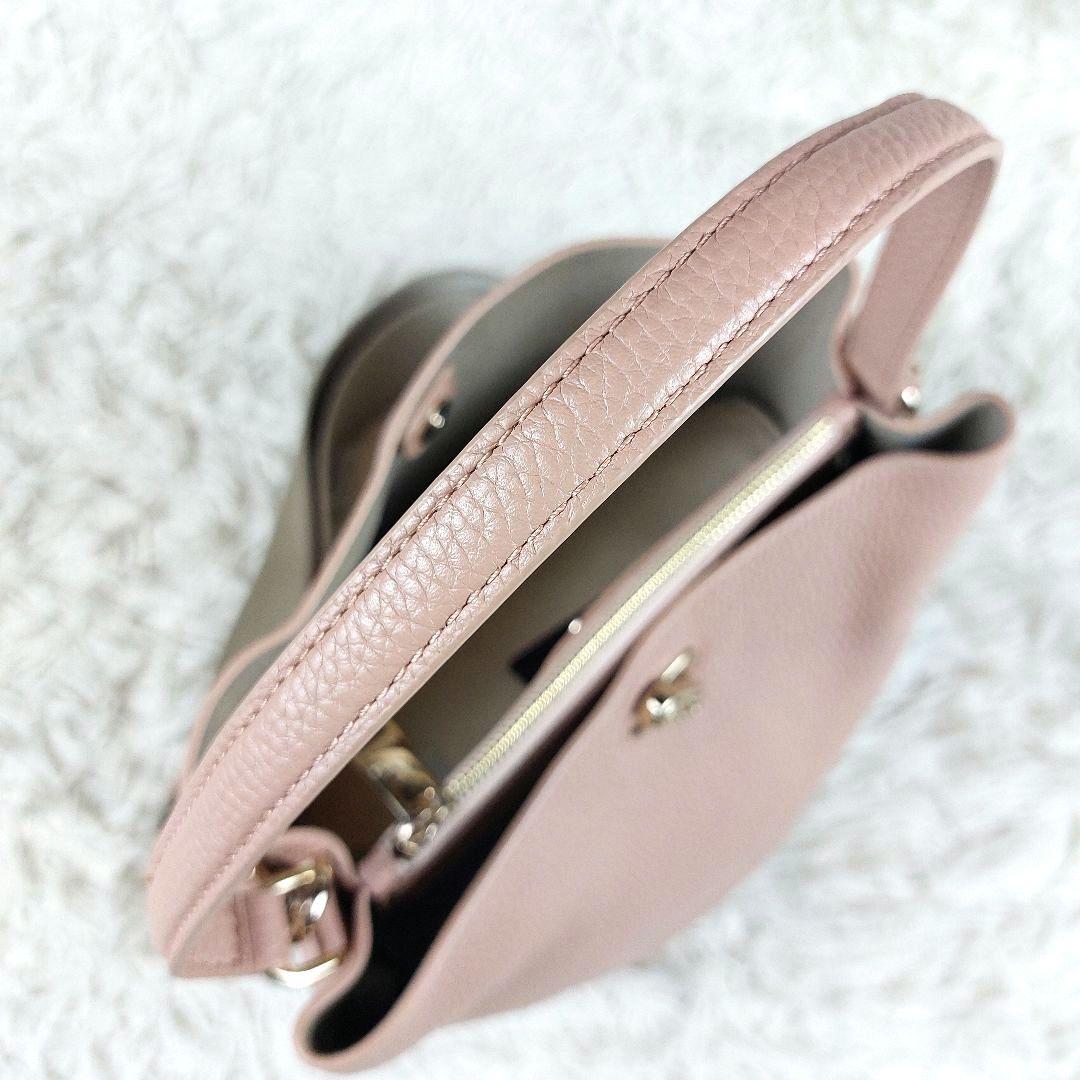 未使用級 FURLA ダナエ 現行ロゴ シボ革 2wayレザーショルダーバッグ