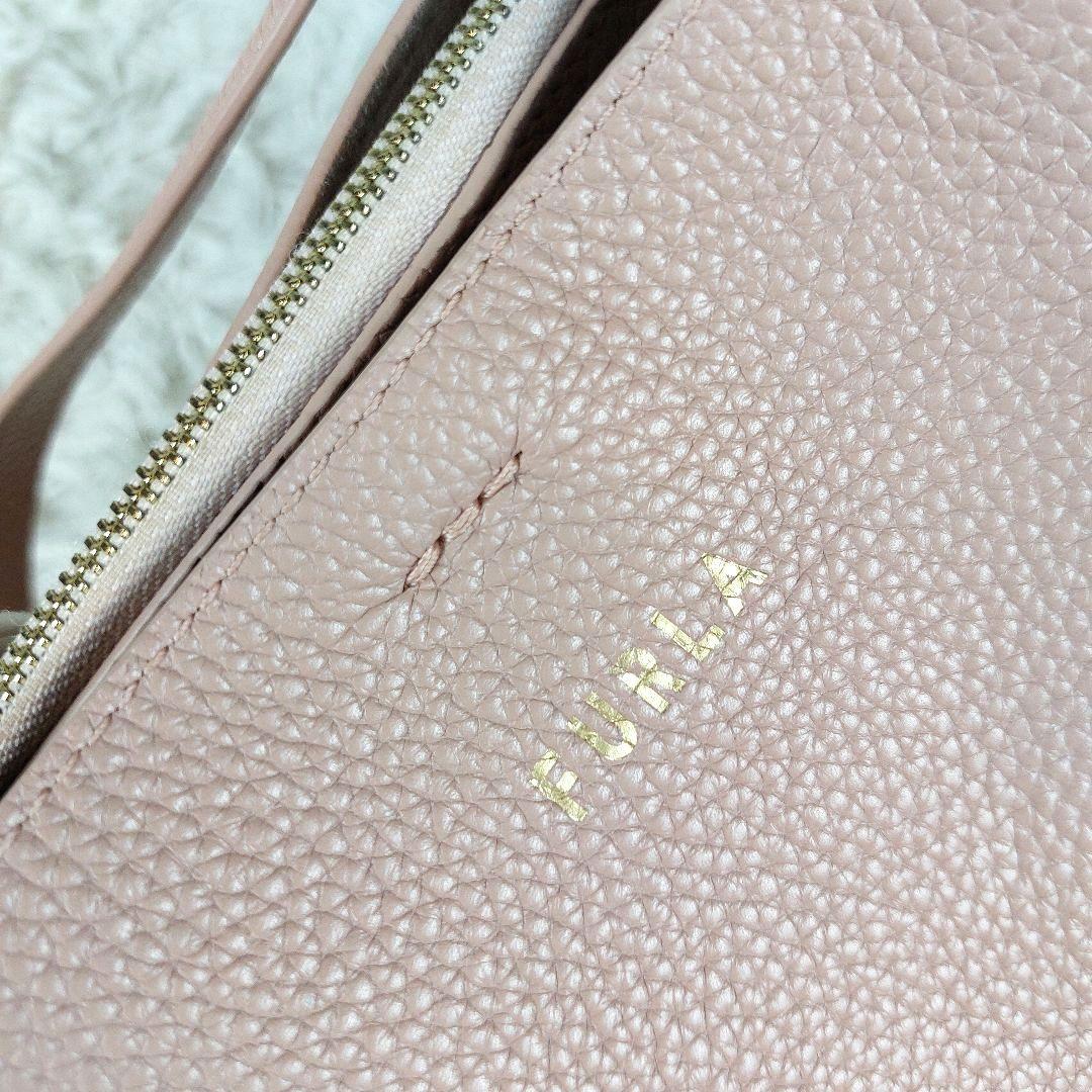 未使用級 FURLA ダナエ 現行ロゴ シボ革 2wayレザーショルダーバッグ