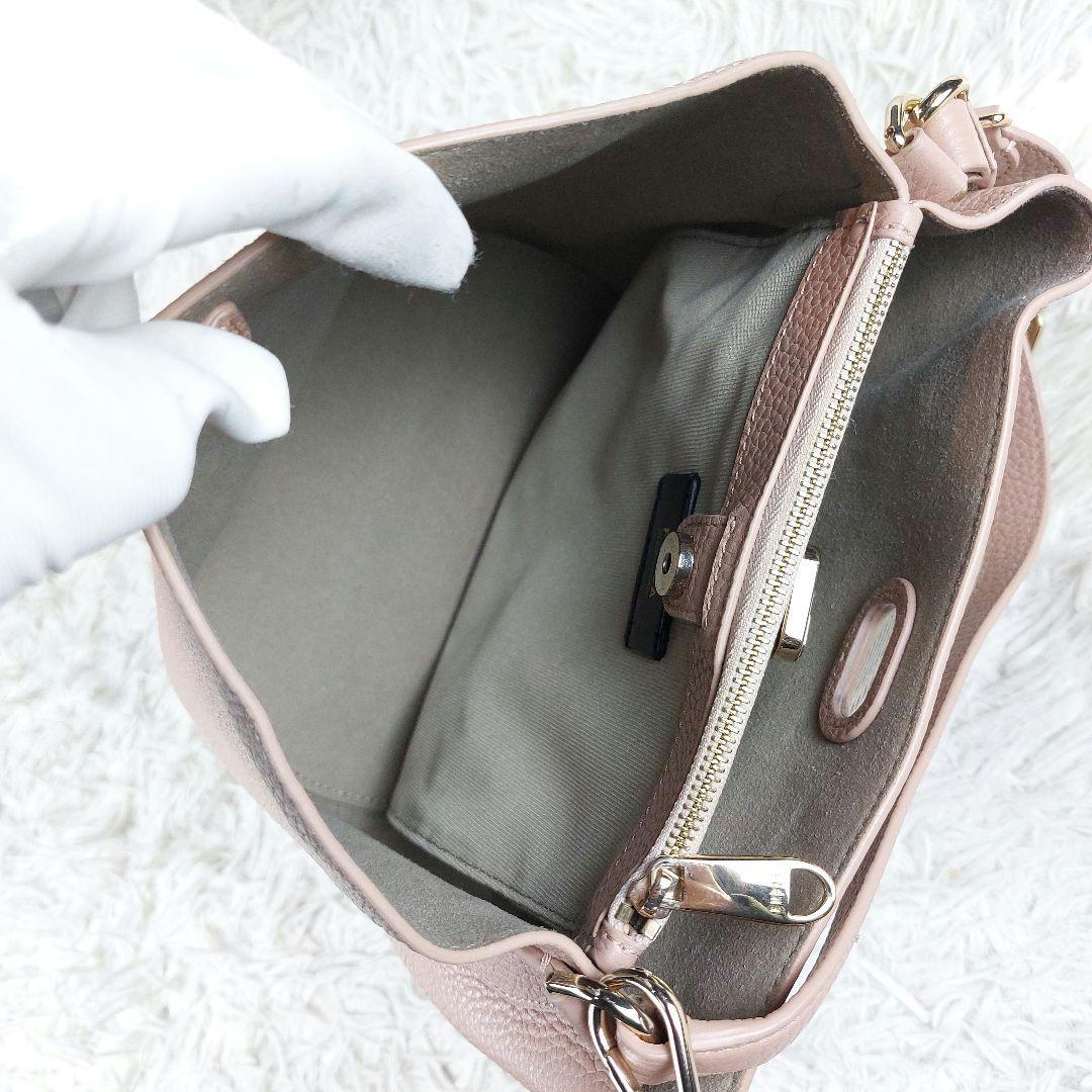 未使用級 FURLA ダナエ 現行ロゴ シボ革 2wayレザーショルダーバッグ