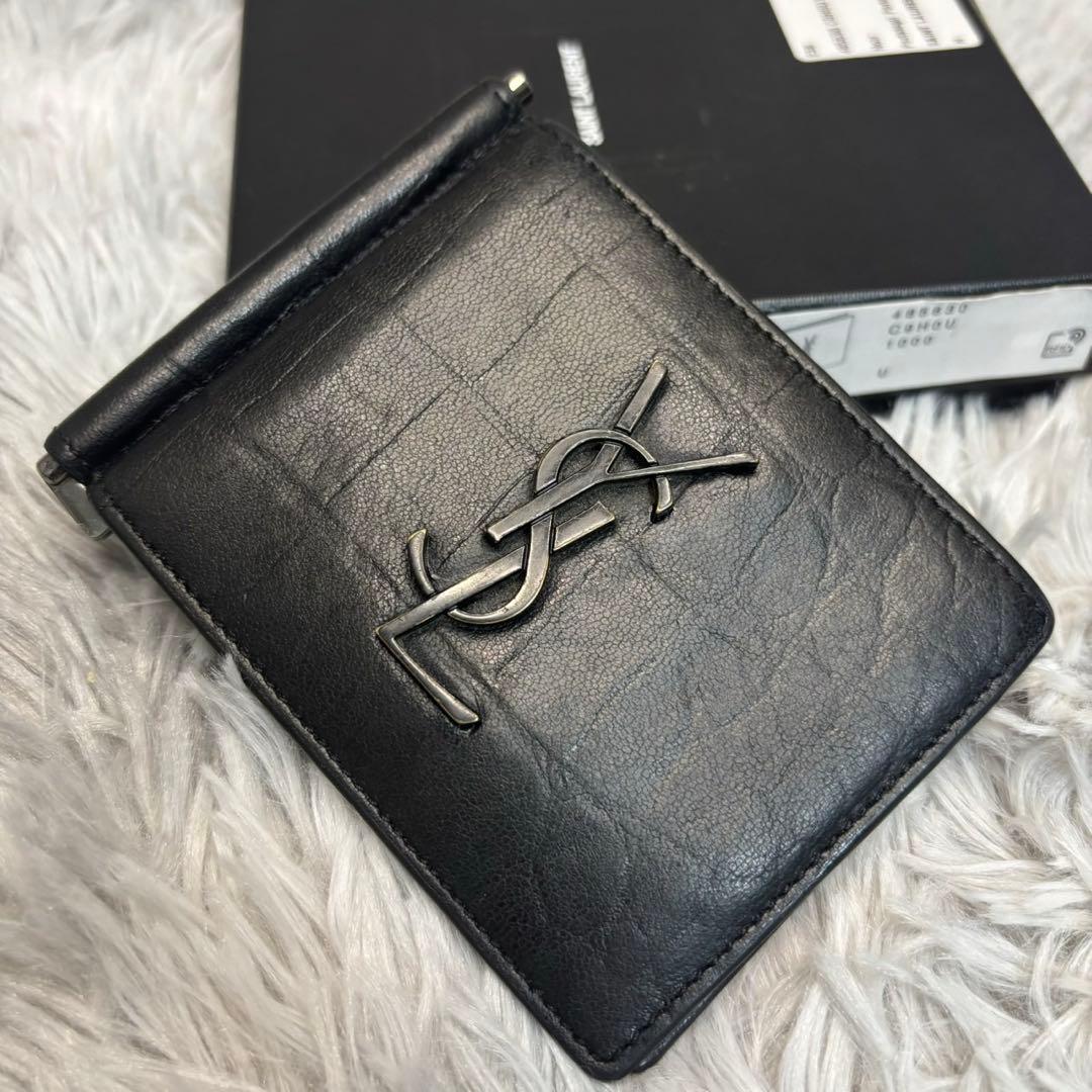 極美品✨ サンローラン クロコ マネークリップ カサンドラ YSL 札入れ