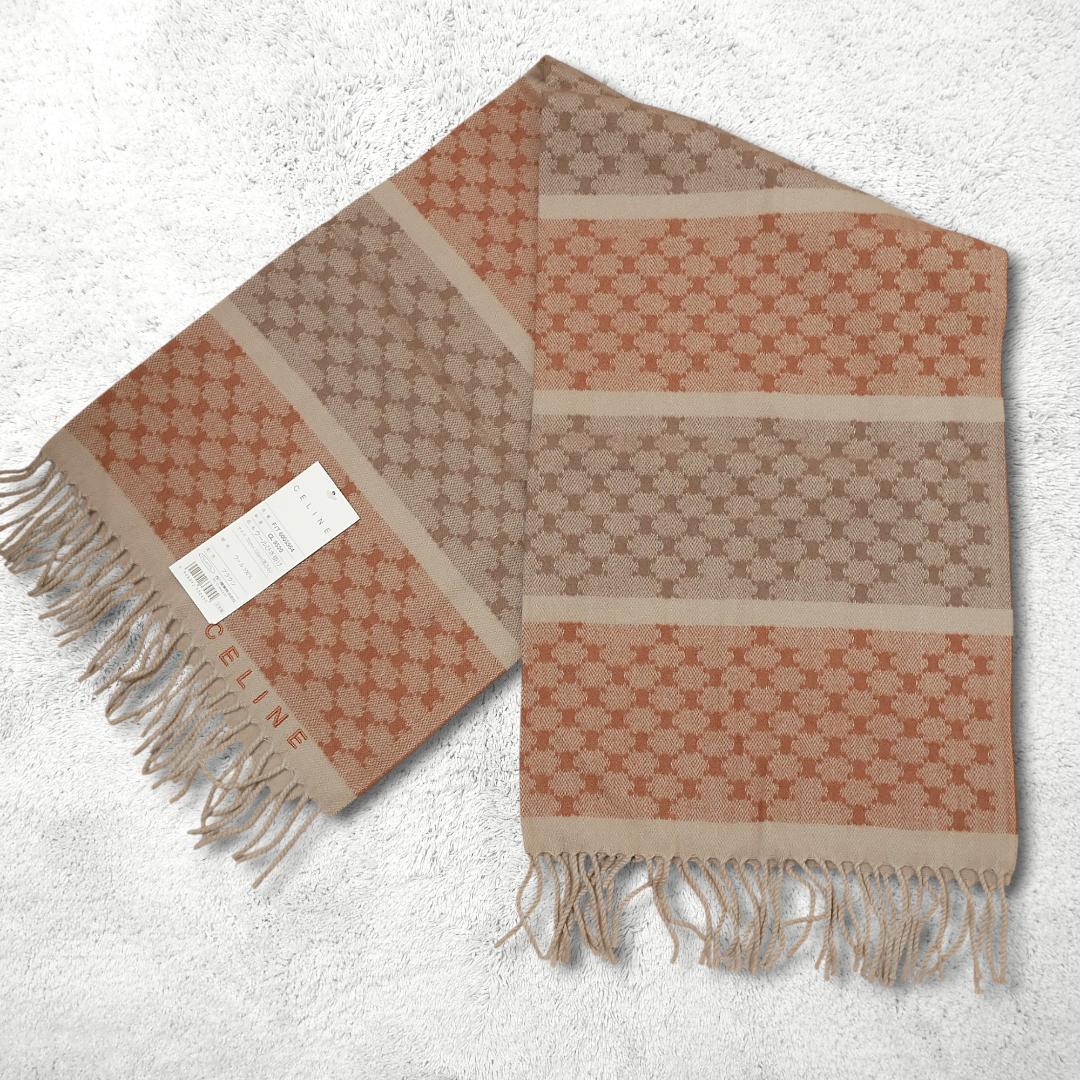 新品タグ付き【セリーヌ】ウールひざ掛け 70×130 マカダム柄 ブランケット