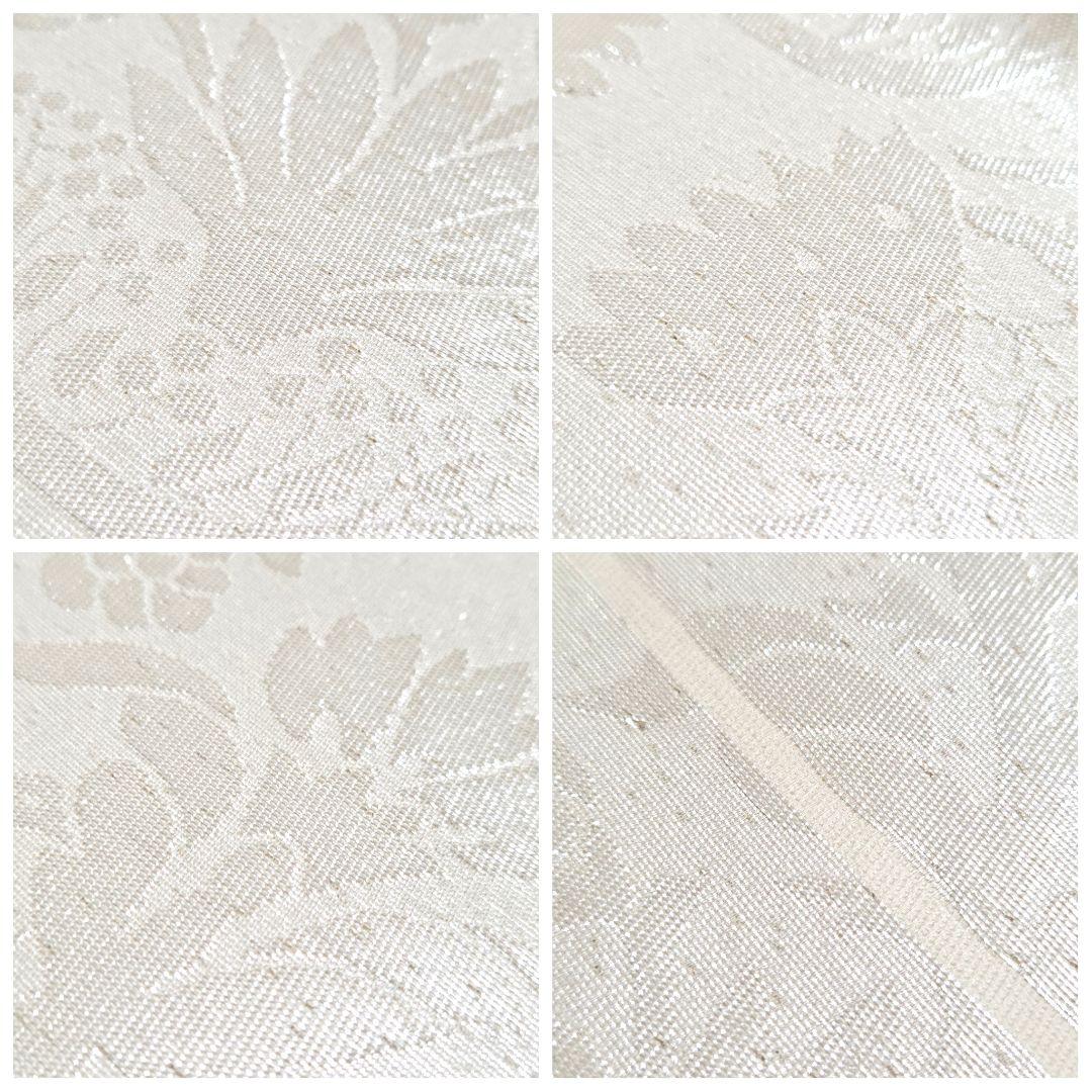 A 美品 唐草唐花模様 白 銀糸 単色 無彩色 六通 正絹 フォーマルな袋帯