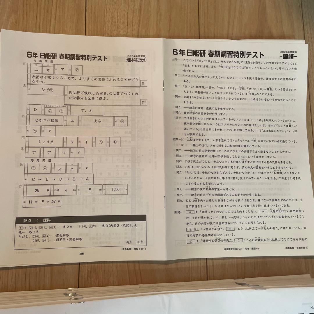 2024年度日能研6年生1年フル学習力育成テスト全国公開模試合格力育成合格力実践