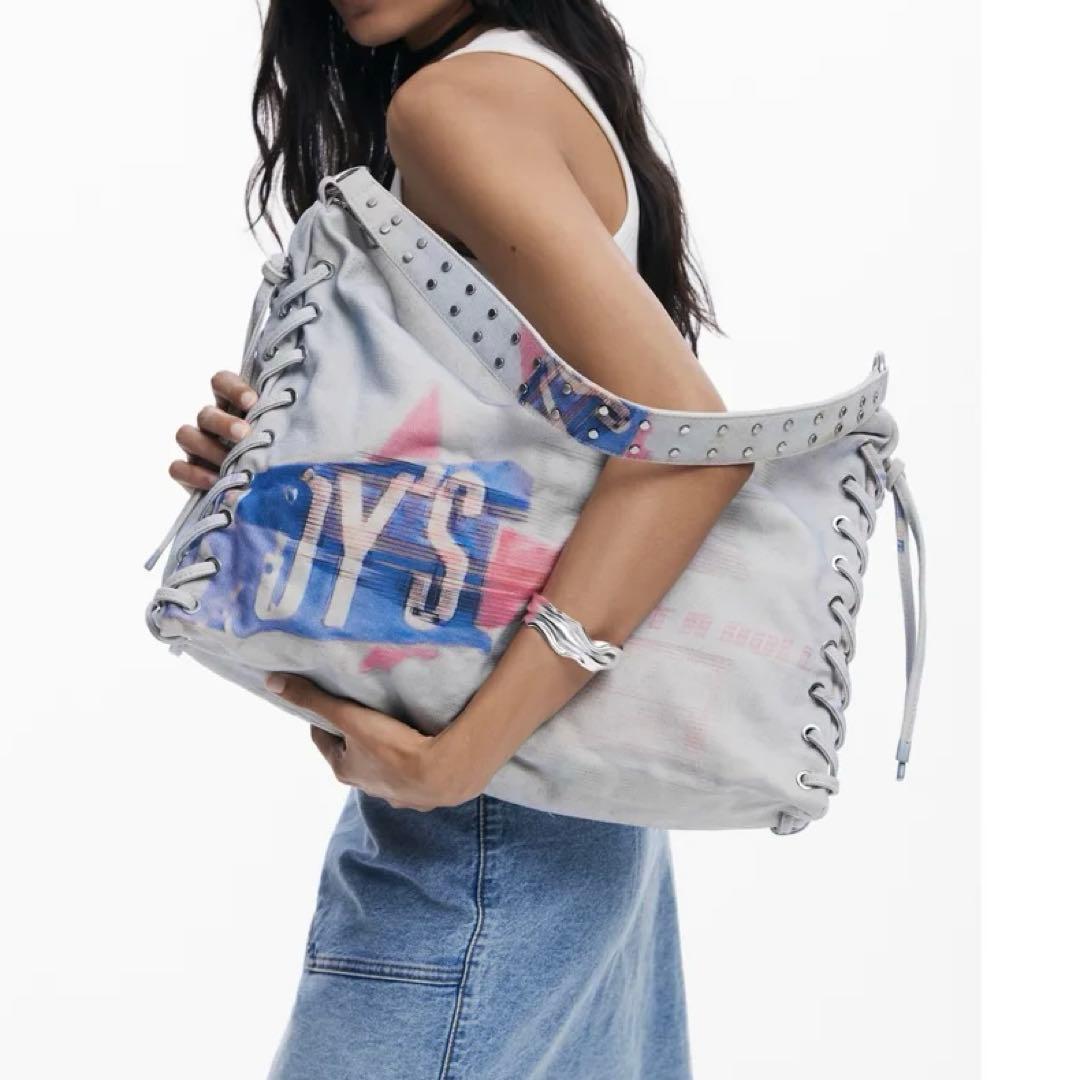 Desigual レースアップショルダーバッグ