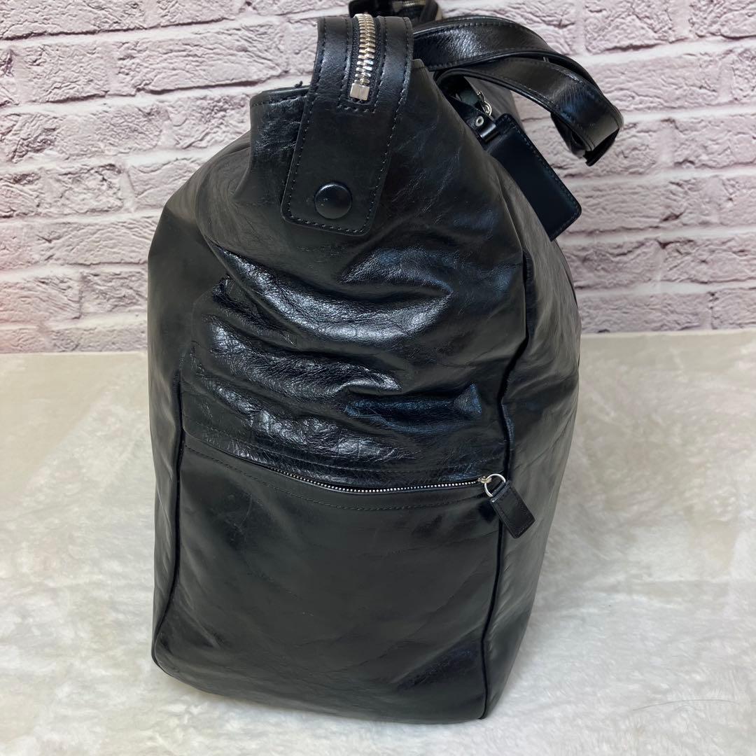 美品 ポーター SHAPE ボストンバッグ 牛ステア 光沢 撥水加工 ポーチ付