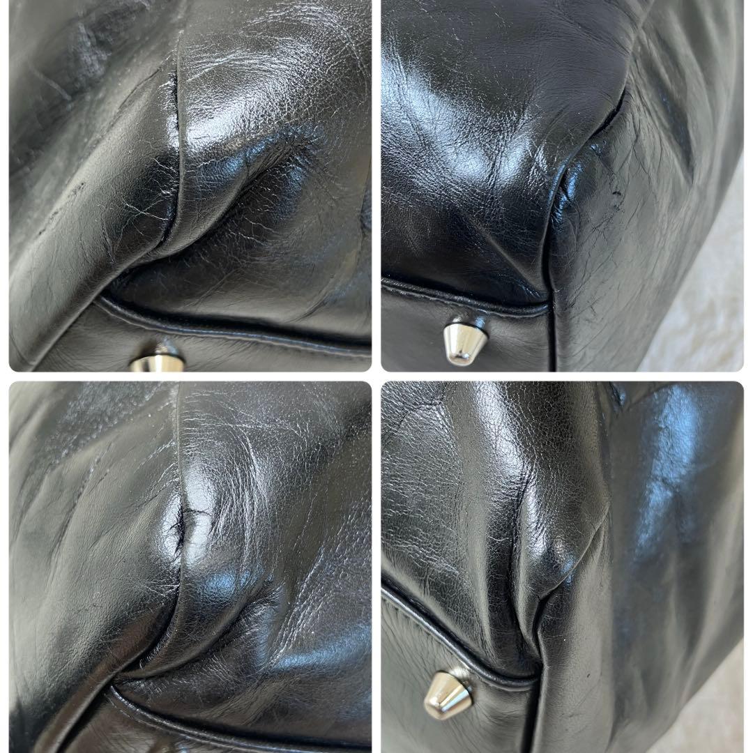 美品 ポーター SHAPE ボストンバッグ 牛ステア 光沢 撥水加工 ポーチ付