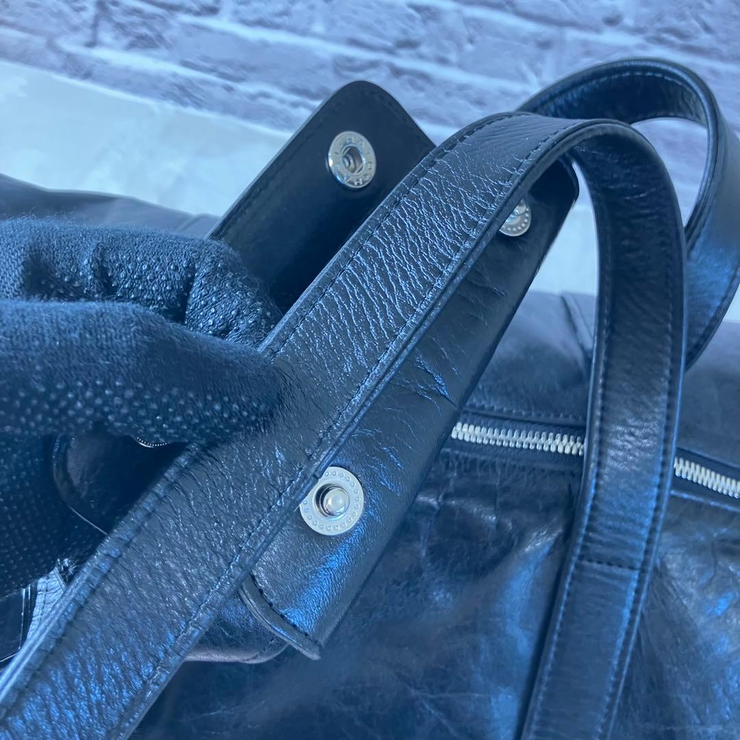 美品 ポーター SHAPE ボストンバッグ 牛ステア 光沢 撥水加工 ポーチ付