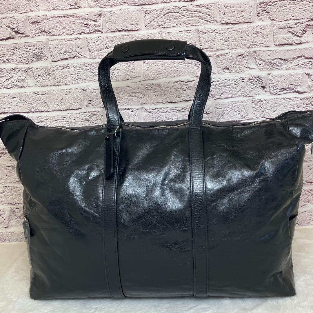 美品 ポーター SHAPE ボストンバッグ 牛ステア 光沢 撥水加工 ポーチ付