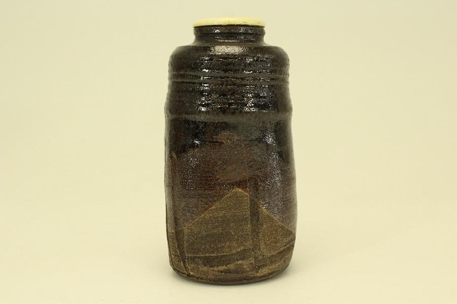 茶道具 黒織部 時代 茶入 良蓋(A774)