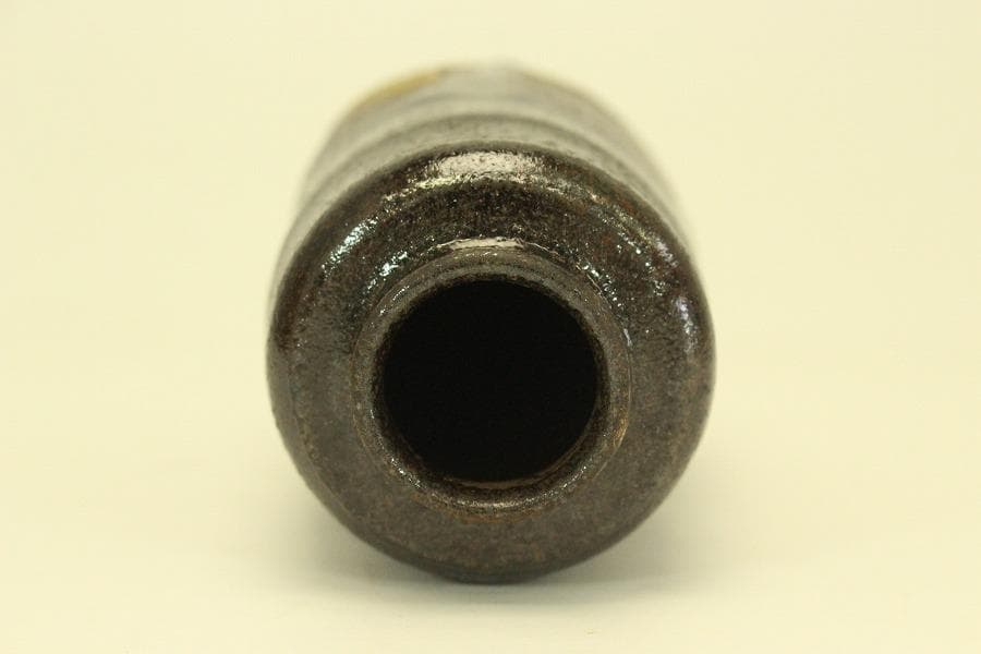 茶道具 黒織部 時代 茶入 良蓋(A774)