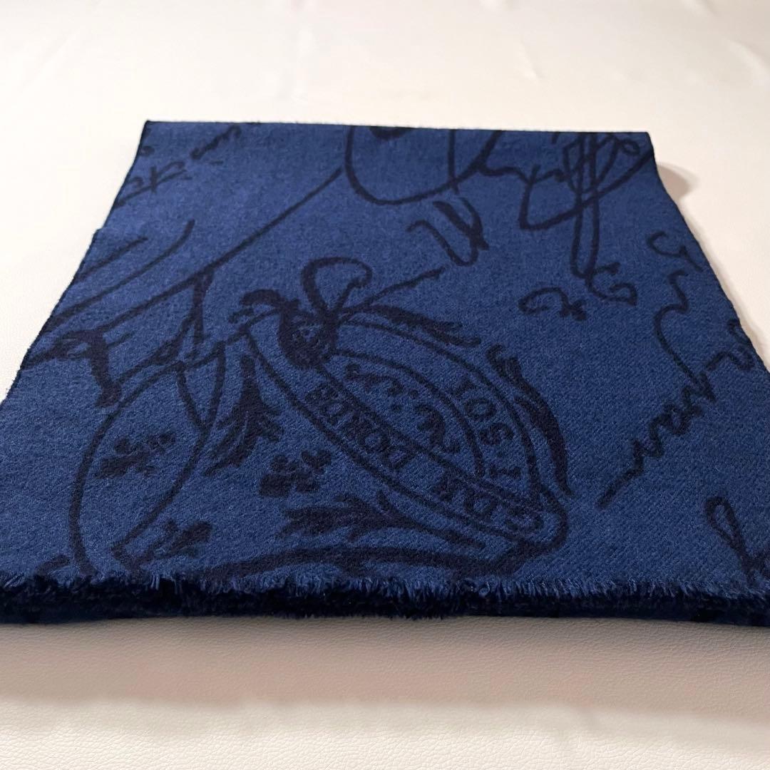 【美品】ベルルッティ　スクリット 大判マフラー　カリグラフィー　ウール　現行タグ