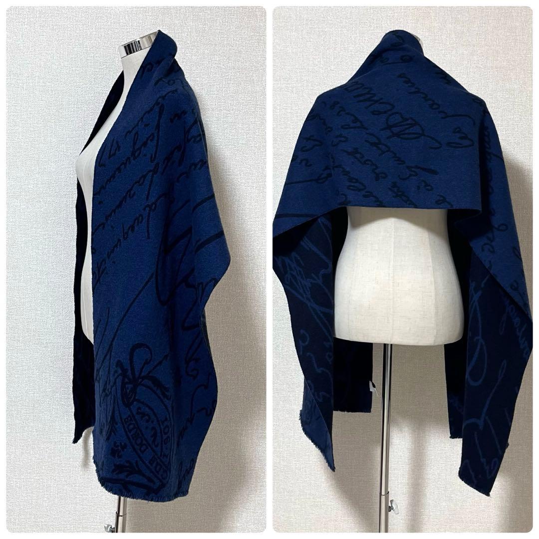 【美品】ベルルッティ　スクリット 大判マフラー　カリグラフィー　ウール　現行タグ