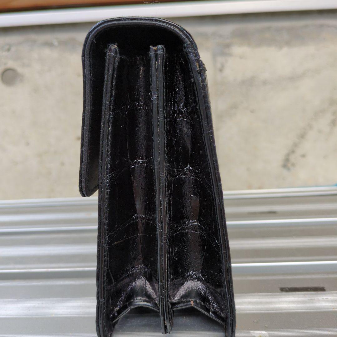 クロコダイルレザー ブラックセカンドバッグ