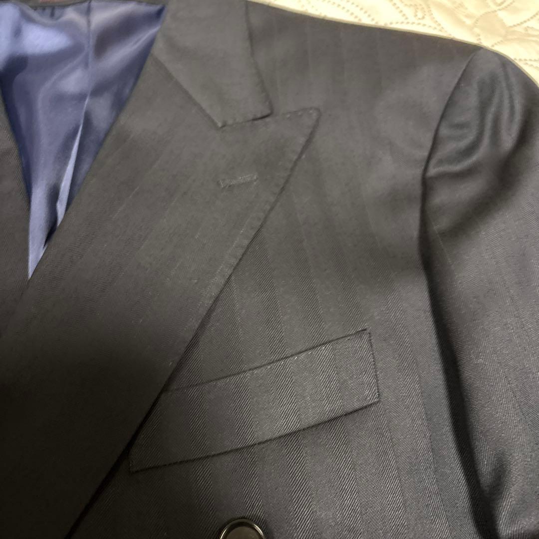 ya4Sスリムパーソンズダークブルー ダブルブレスト ビジネススーツ