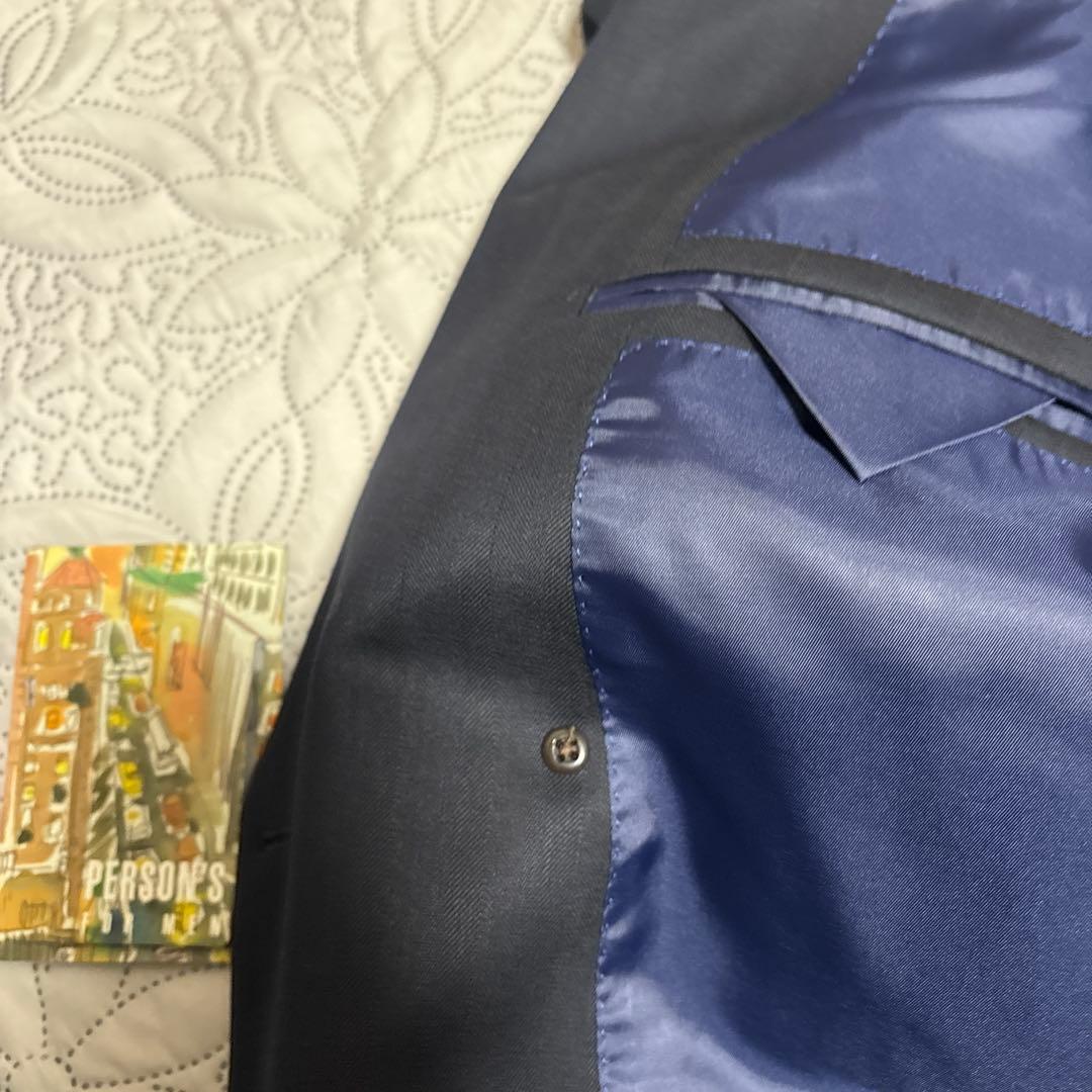 ya4Sスリムパーソンズダークブルー ダブルブレスト ビジネススーツ